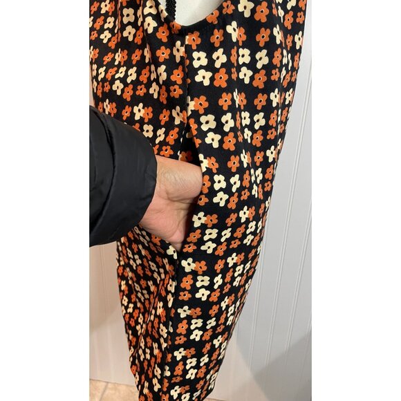 Pink Lily Floral Print Pinafore Dress With Adjustable Straps & Pockets Size S - Picture 5 of 13